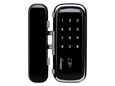 Fechadura Digital Intelbras FR 400 para porta de vidro com biometria e senha